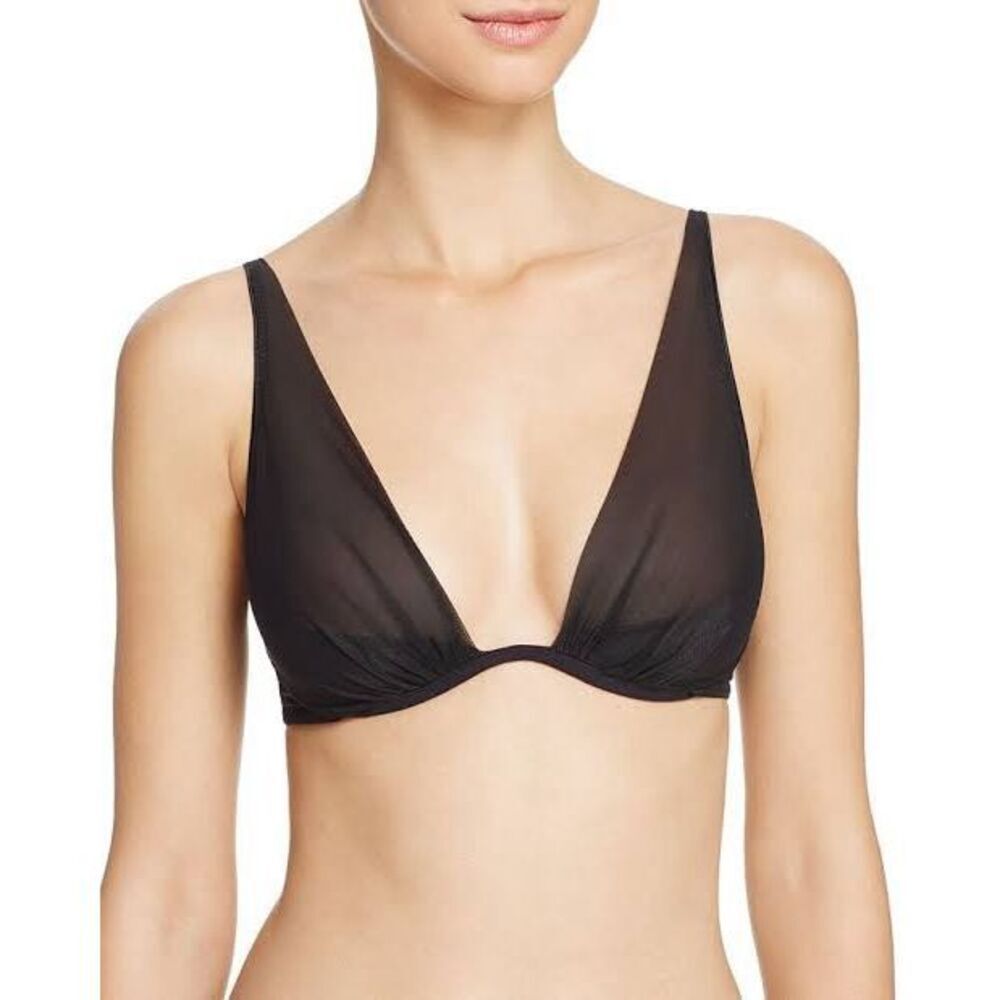 Heidi Klum Angel Kiss Black Sheer Plunge Bra 34C